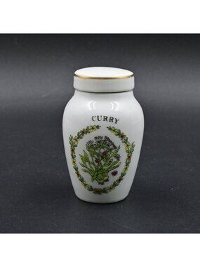 Franklin Mint Gloria Vanderbilt Curry Spice Jar Vintage 1985 Porcelain